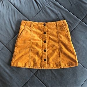 F21 button up corduroy mini skirt